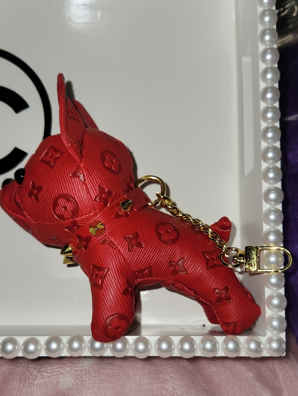 Red French Bulldog Pet Charm Keychain
